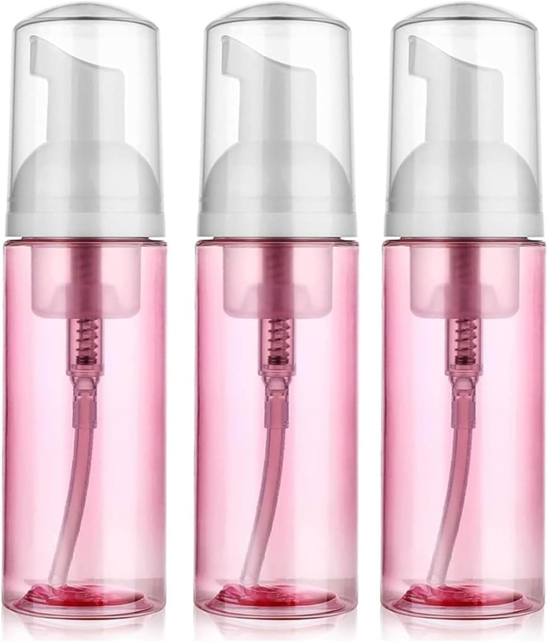Vesslam 3 Pack Foam Pump Bottle Travel 60 ml/2 oz Small Size Mousse Foaming Soap Dispenser, Clear Plastic Foam Soap Dispenser Mini Empty Refillable Pump Containers (Pink) - Image 1